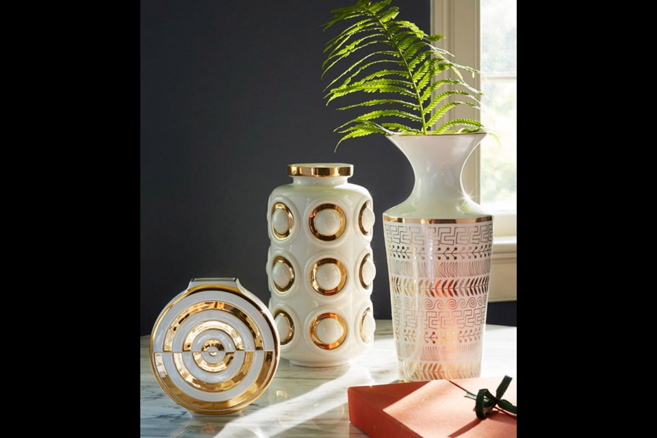 Futura vases by Jonathan Adler allow you to add subtle touches of gilt to your decor.
