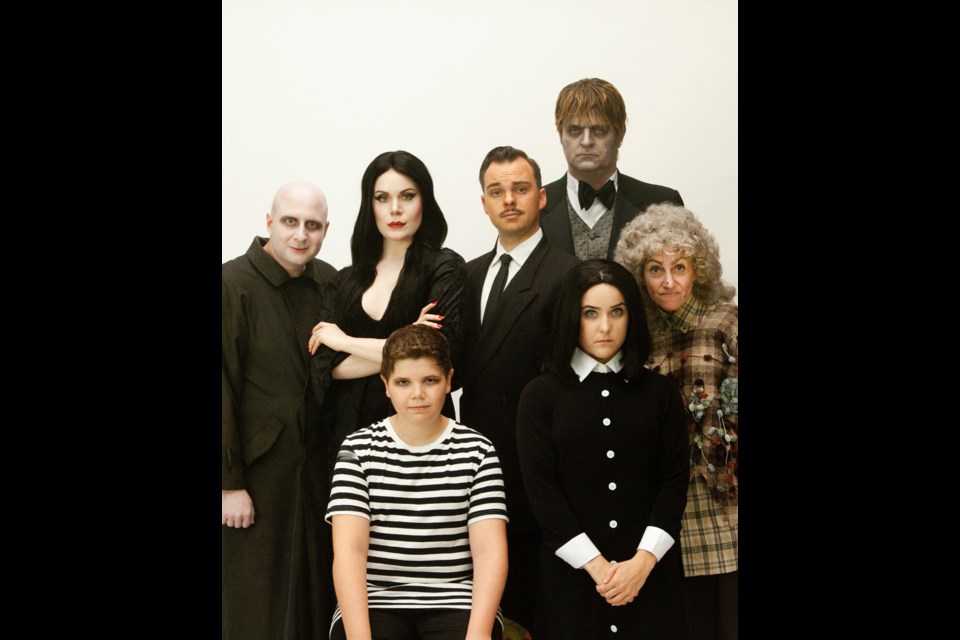 The Addams Family, presented by Align Entertainment, is on stage Feb. 6 to 21 at the Michael J. Fox Theatre. The cast includes New West's Brennan Cuff (third from right in back) as Gomez.