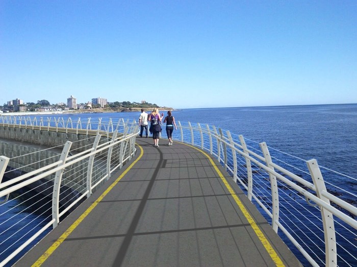 Installing railings on the Ogden Point breakwater is expected to cost $400,000 to $500,000.