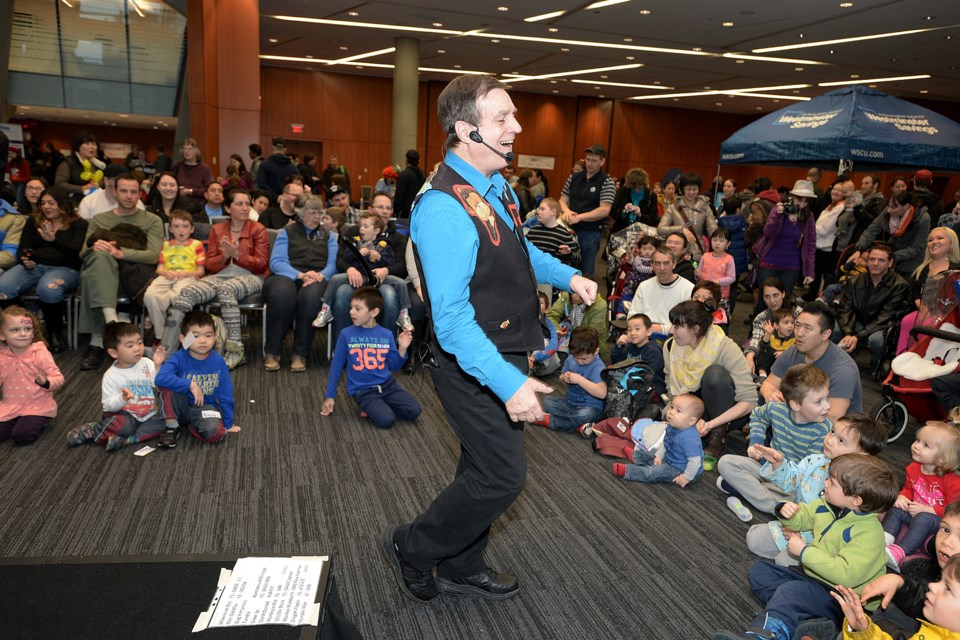 Max Tell performs for Family Day at the Anvil Centre.