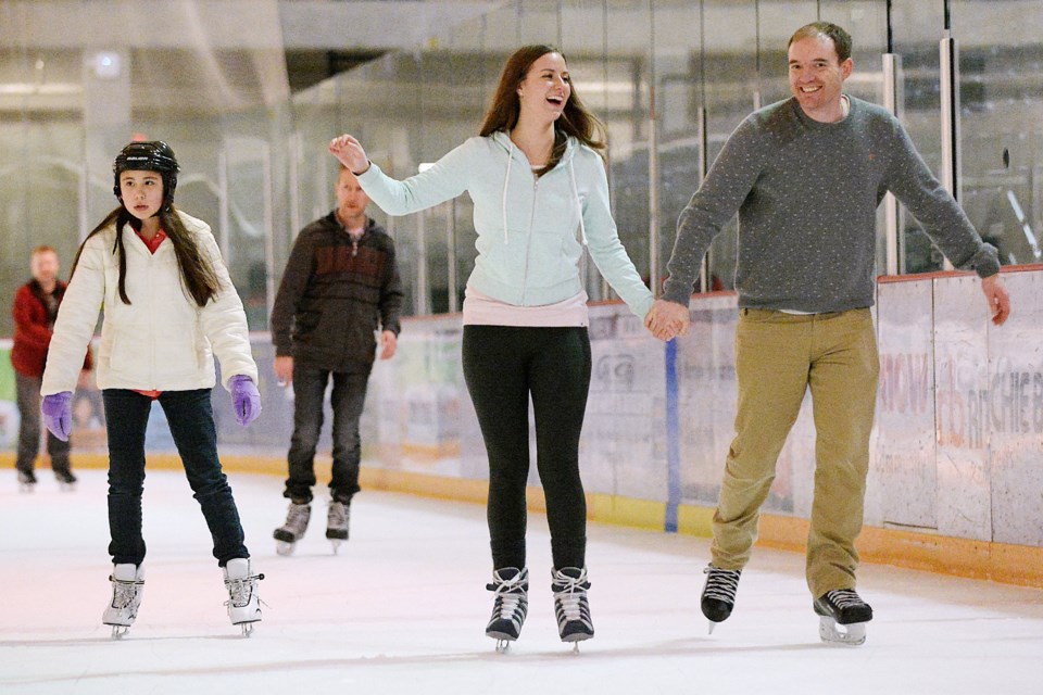 Jessica Wheater and Tyler Schofield take to the ice at the Bill Copeland Sports Centre's Valentine's Day skate.
