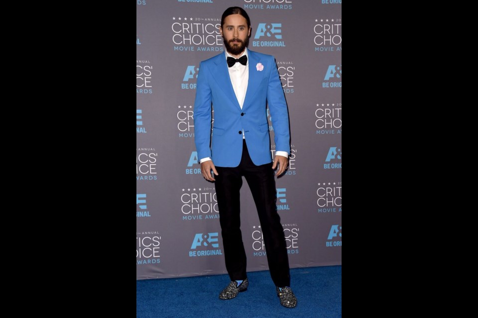 Oscar winner Jared Leto isn't afraid to push the red-carpet envelope with a bold shade of blue.