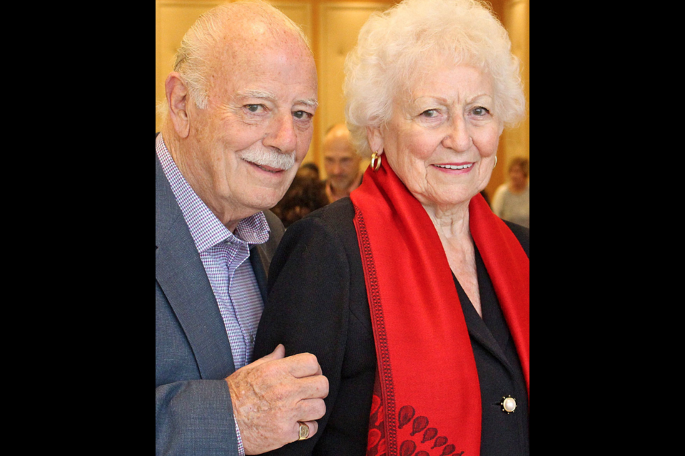 Barbara Stewart, with her husband, Bob Stewart, a Board of Governor with Variety, was recognized on the Show of Hearts Telethon for her 25 years of spearheading the Gold Heart Pin program, which has raised $5 million.