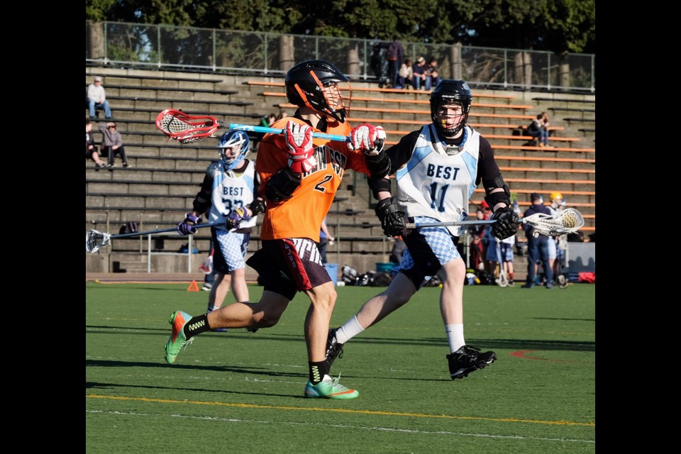 New WEst tier 1 junior Lacrosse team vs Charles Best in BC high school field lacrosse championships at Mercer stadium