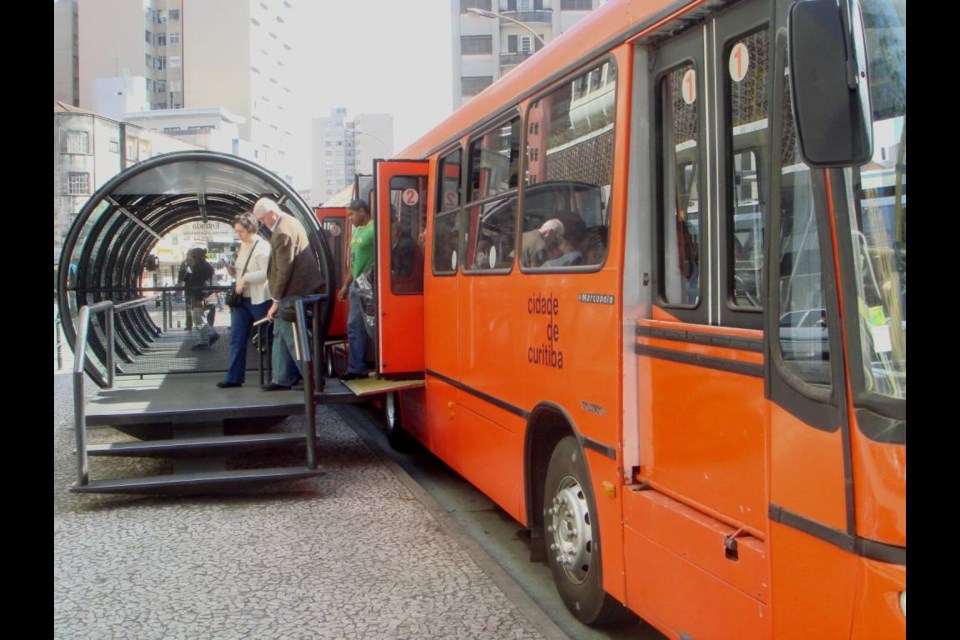 Vancouver residents could save money on gas and parking by using rapid bus lines like this Curitiba system.