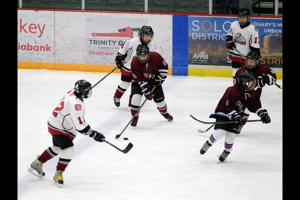 Burnaby minor peewee C5 and Burnaby C1 at BMHA spring blast hockey tourny at Copeland arena