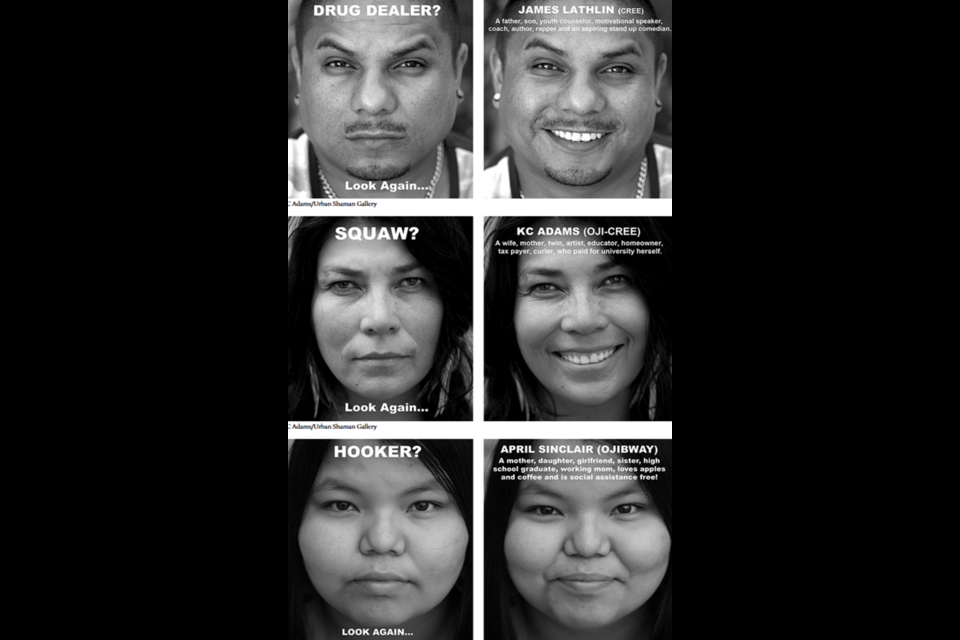 “Perception” asked prominent indigenous Winnipeggers to pose for two photos: one during which they were to think negative thoughts including the racism they have suffered, and one while having happier thoughts.