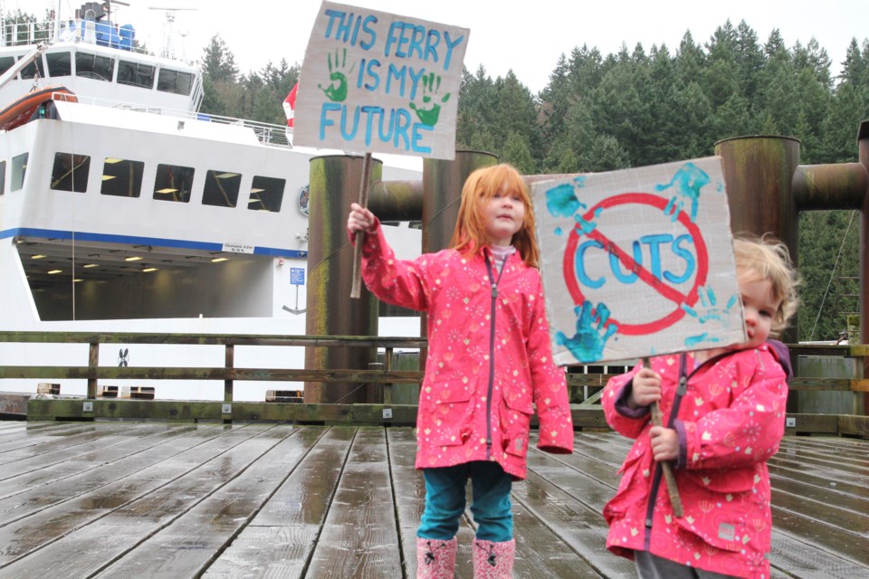 Councillor Mason's daughters helped to protest BC Ferries decision to cut sailings and increase fares.