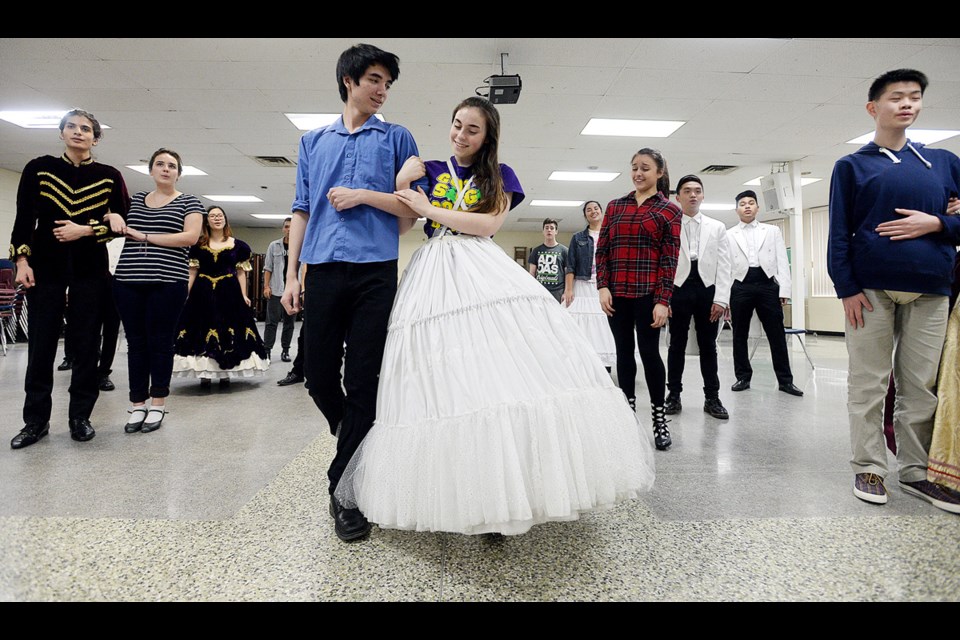 STM students in rehearsal for Cinderella Enchanted.