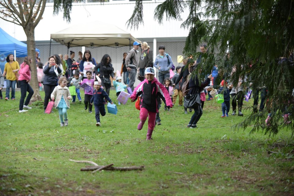 And they're off! Children hunt for Easter eggs at Hillview Preschool in Burnaby.