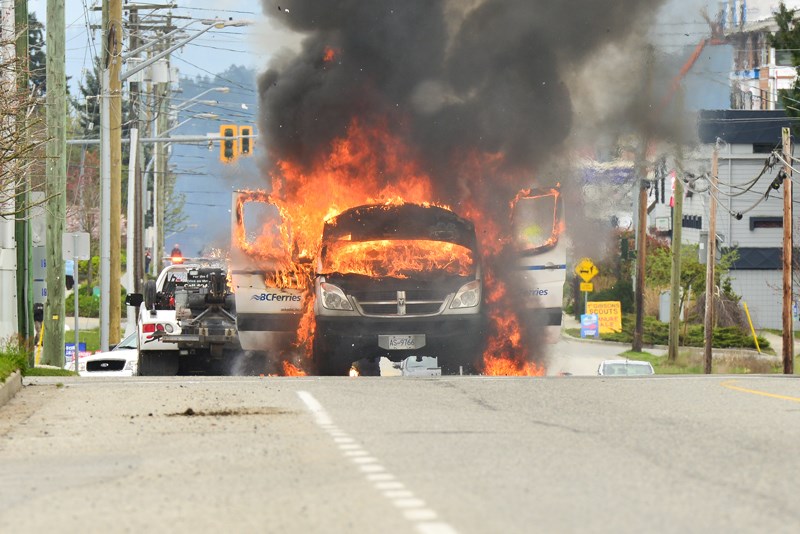 The Gibsons fire department knocked down a vehicle fire that caused quite the scene on Gibsons Way Monday afternoon.