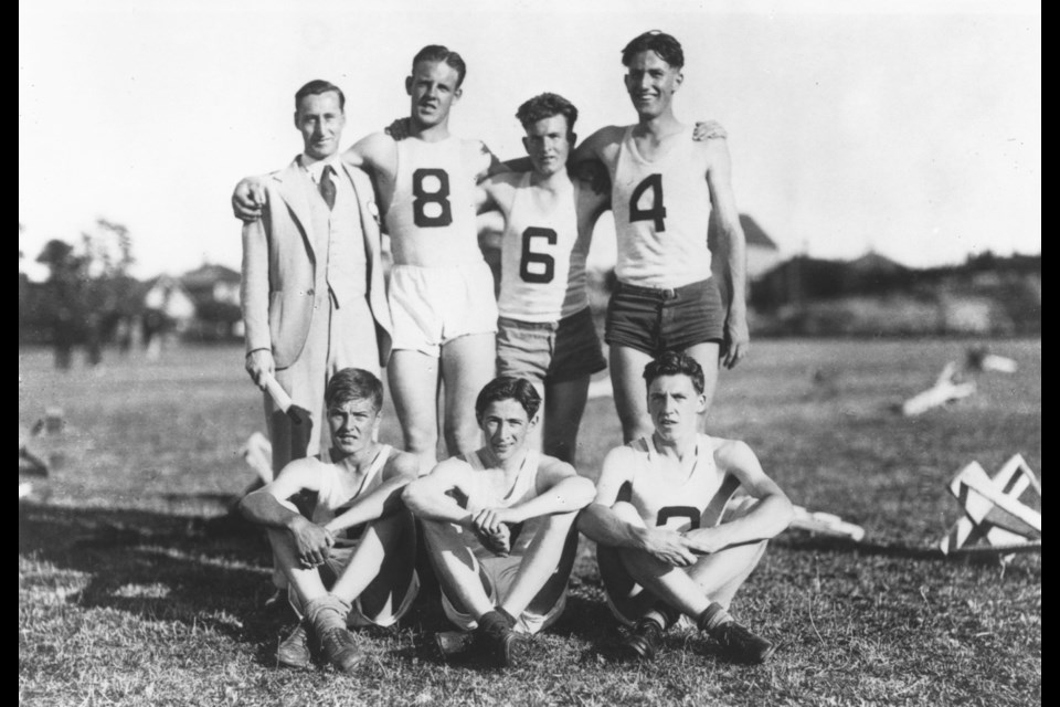 The Esquimalt High School track team, c. 1936-1937.