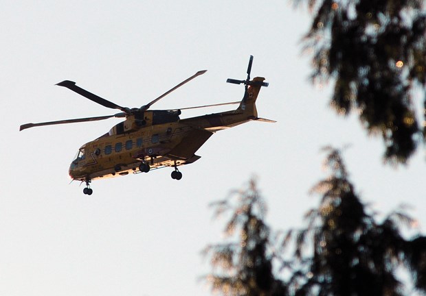 A Canadian Forces Cormorant helicopter spent much of Monday and Tuesday buzzing around the North Shore mountains in search of the downed plane.