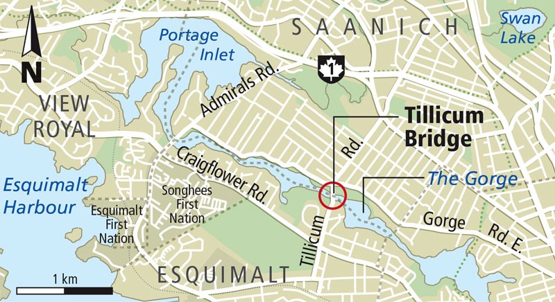 Locator map of Tillicum Bridge