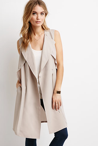 Dropped-Lapel Trench Vest from Forever 21