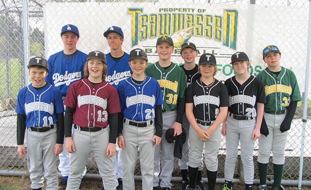 submitted photos Ten of the 16 boys from the Tsawwassen Amateur Baseball Association that are headed to Nicaragua this August are shown during the association’s recent opening day.