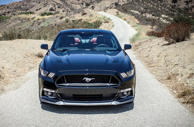 The Mustang GT features no Ford badges, just the iconic racing pony and, in the V-8 version, a 5.0 badge on the side to get the heart pumping. Those rippling hood vents aren’t just for show either.