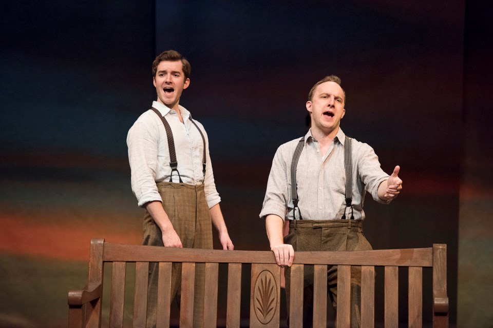 Sayer Roberts, left, and Peter Jorgensen in Patrick Street Productions’ Out of a Dream. The musical revue is onstage at the Anvil Centre April 29 to May 3.