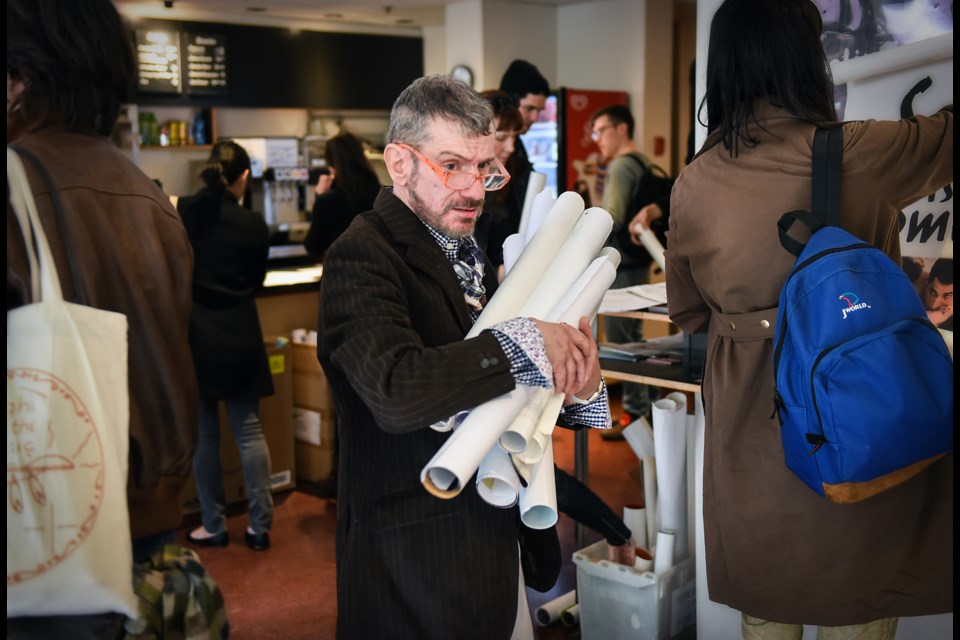 Donald Hall was one of the many who showed up at The Cinematheque’s Poster Sale this past Saturday morning. The sale saw the release of hundreds of posters by arthouse favourites such as Michaelangelo Antonioni, Jean Renoir, and Albert Lamorisse. Photograph by: Rebecca Blissett