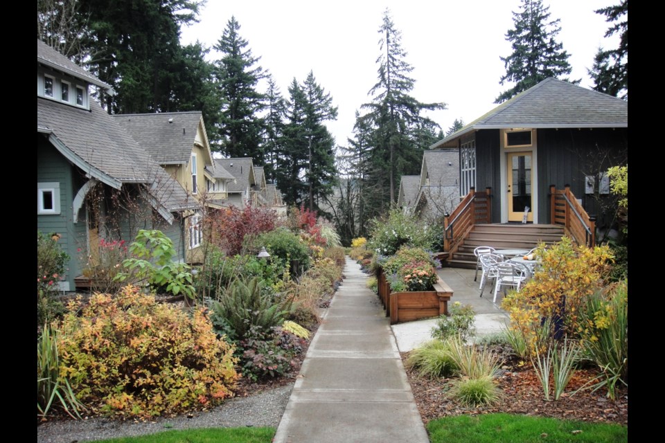 Pocket neighbourhoods like this development by The Cottage Company cluster smaller houses around shared spaces, generally resulting in happier neighbours.