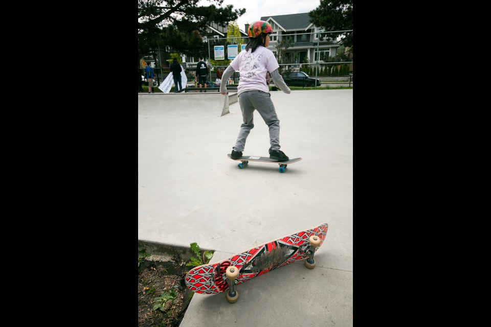 About 300-350 people rallied to save Mt Pleasant Skateboard Park on Sunday. Chung Chow photo