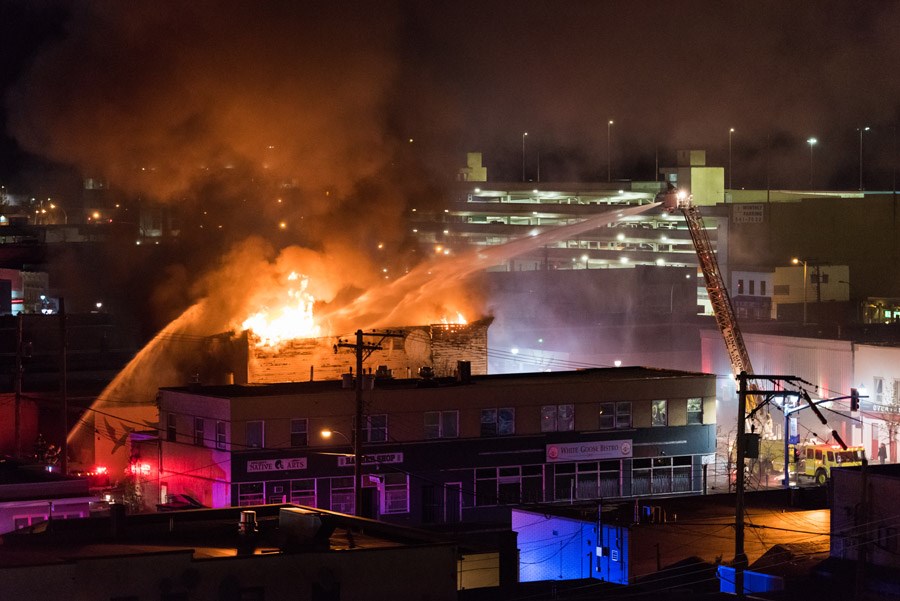 From the roof of the Ramada Hotel Christos Sagiorgis took this photo of the blaze that destroyed businesses on Third Avenue Wednesday night.