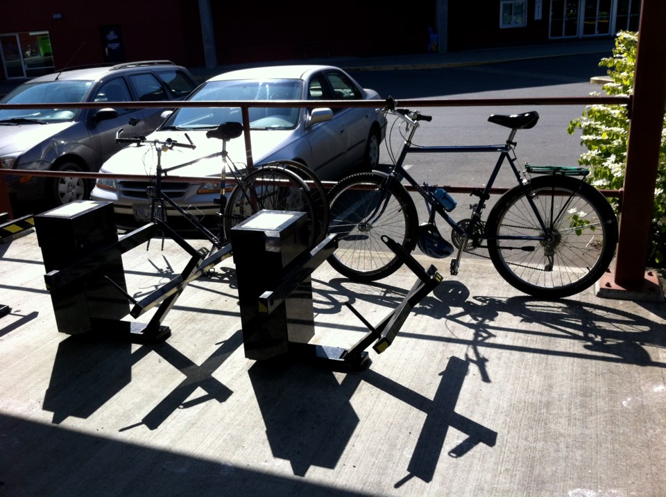 Bicycle lockup adjacent to Victoria Curling Club on Quadra Street.
