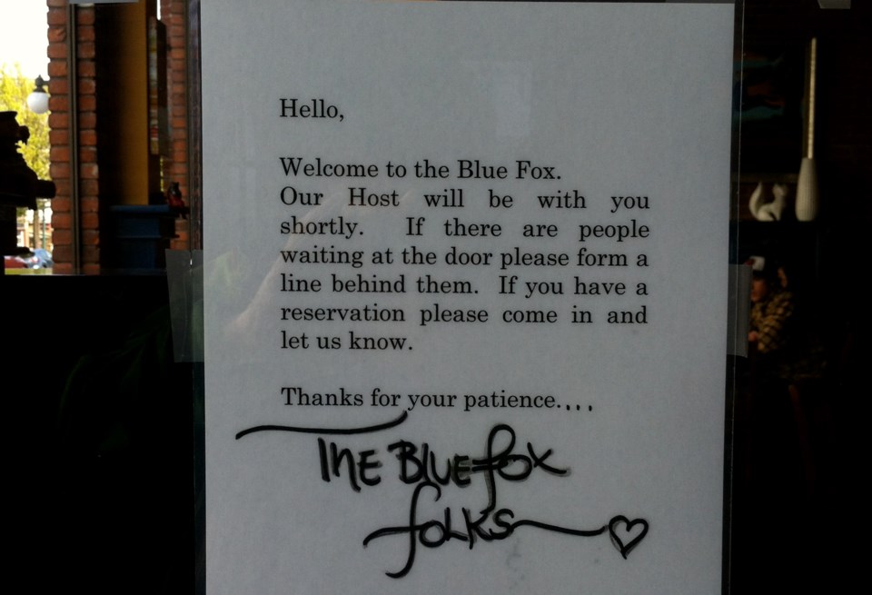 Blue Fox Cafe sign