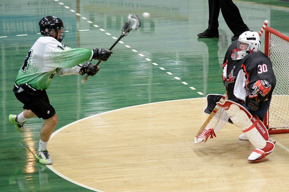 05-17-15
Burnaby Lakers vs Nanaimo Timbermen in intermediate A lacrosse.
Photo: Jennifer Gauthier