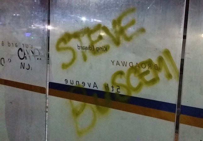 Bus shelter vandalism