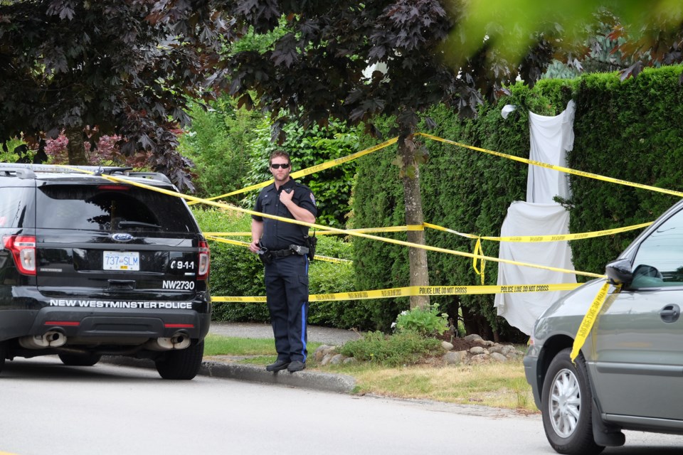 Investigators are still collecting evidence nearly 24 hours after a woman was killed during a random unprovoked attack in New Westminster's West End.
