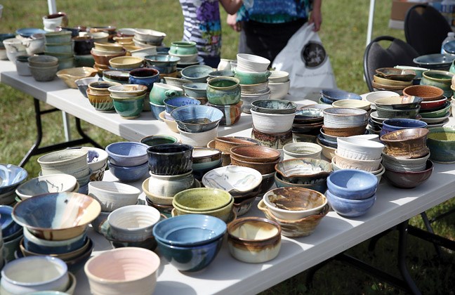 Bowls wait to be bought and filled with delicious chili Saturday during the Spring Arts Bazaar and Chili Cook Off at Studio 2880.