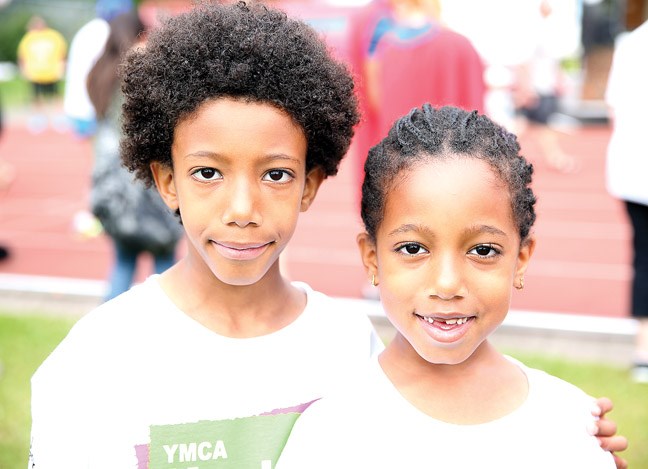 Wasim Aka, 7, and Sarah Aka, 6, took part in the Healthy Kids Marathon on Sunday at Masich Place Stadium as part of the YMCA Healthy Kids Day.