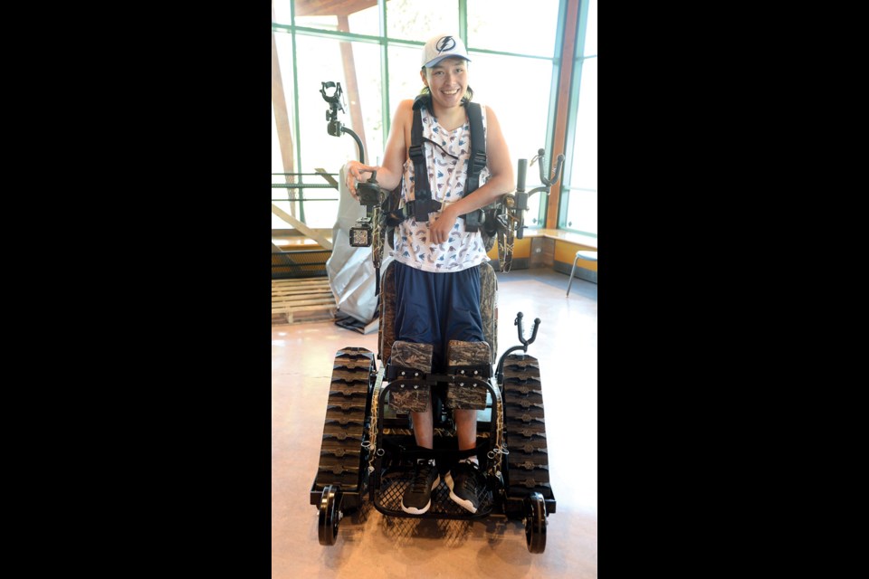 Trent Seymour tries out the $34,000 all terrain wheelchair that was purchased for him from a fund raising event sponsored by the Lheidli T'enneh Nation, The PG Metis Housing Society and the Exploration Place Museum and Science Centre.