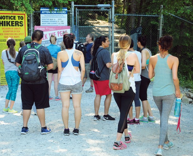 The gate to the Grouse Grind closed to climbers on Wednesday morning.