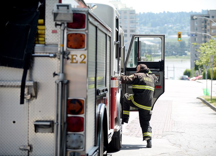 New Westminster firefighters dropped by with a truck at the Qayqayt Community Festival.