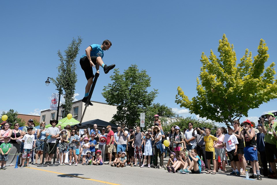 Up in the air: Pogo Fred was one of the attractions at Sapperton Day 2015, which featured entertainment, vendors, food and much more. Residents from around the city flocked to East Columbia Street for the annual festival.
