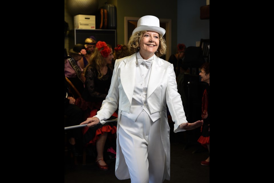 Razzmatap tap dancer Donna Martinson practices her number called “One” as part of “The Best of Razzmatap” on Saturday at Norman Rothstein Theatre. The award-winning tap company is made up of a versatile group with diverse backgrounds; Martinson is a former supreme court judge. Photograph by: Rebecca Blissett