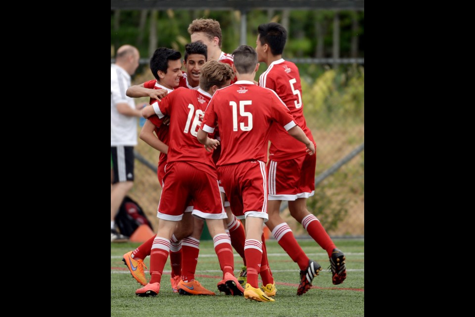 Mountain United FC vs Coquitlam Metro-Ford in High Performance league under-15 boys final on June 28, 2015.