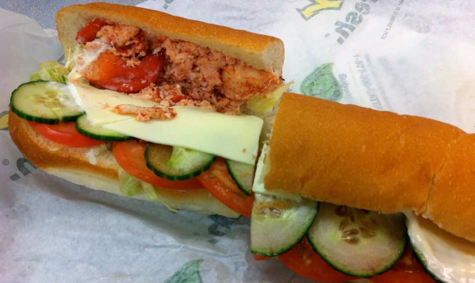 A Subway lobster sandwich.