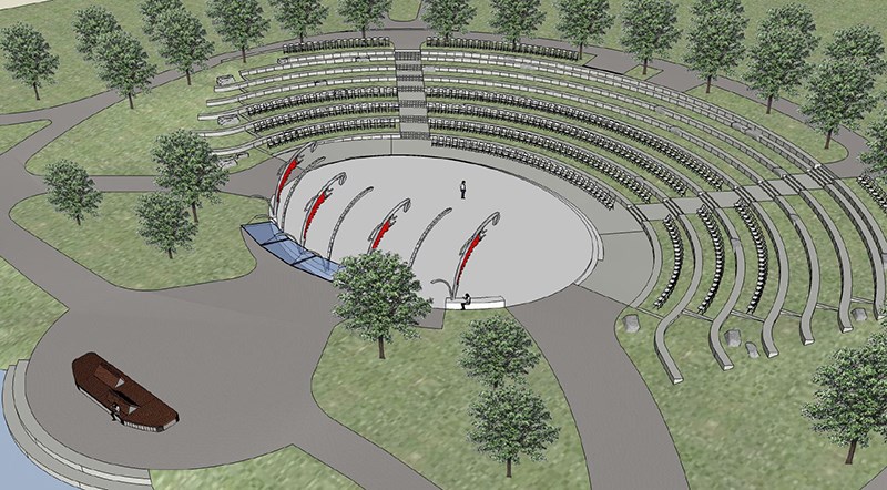 Illustrations from the city of Coquitlam show the “performance plaza” planned for Town Centre Park. The facility would seat from 900 to 1,300 people.