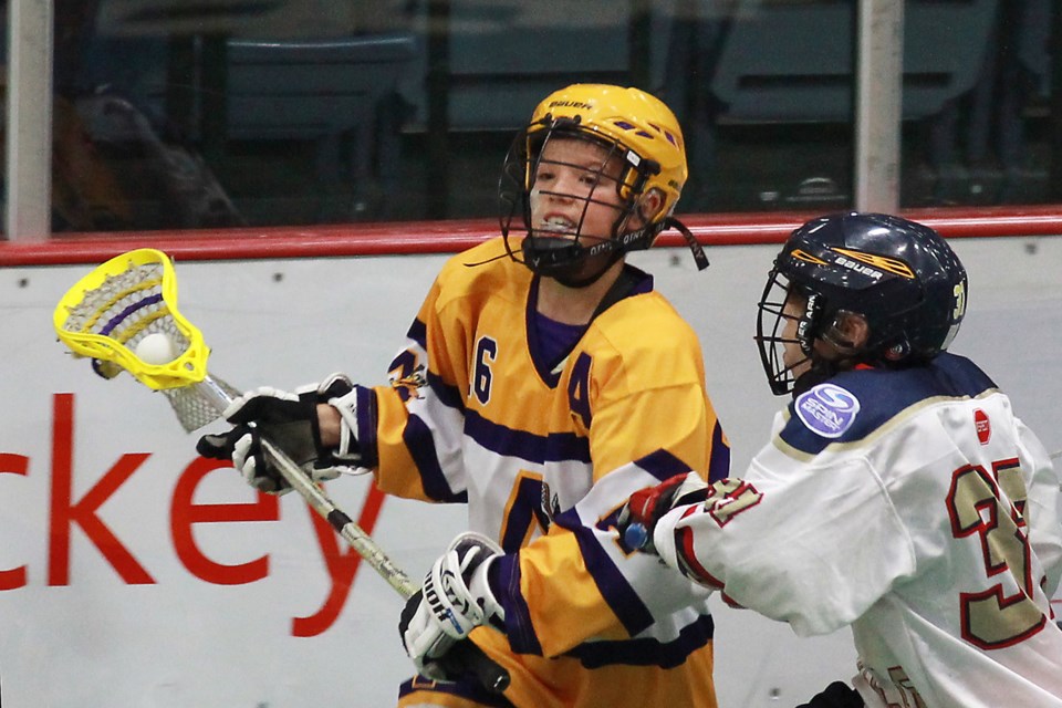 July 7/15
Coquitlam took on Oakville ON in the gold medal game at the Jack Crosby Novice All-star Lacross Tournament.
ROB KRUYT PHOTO