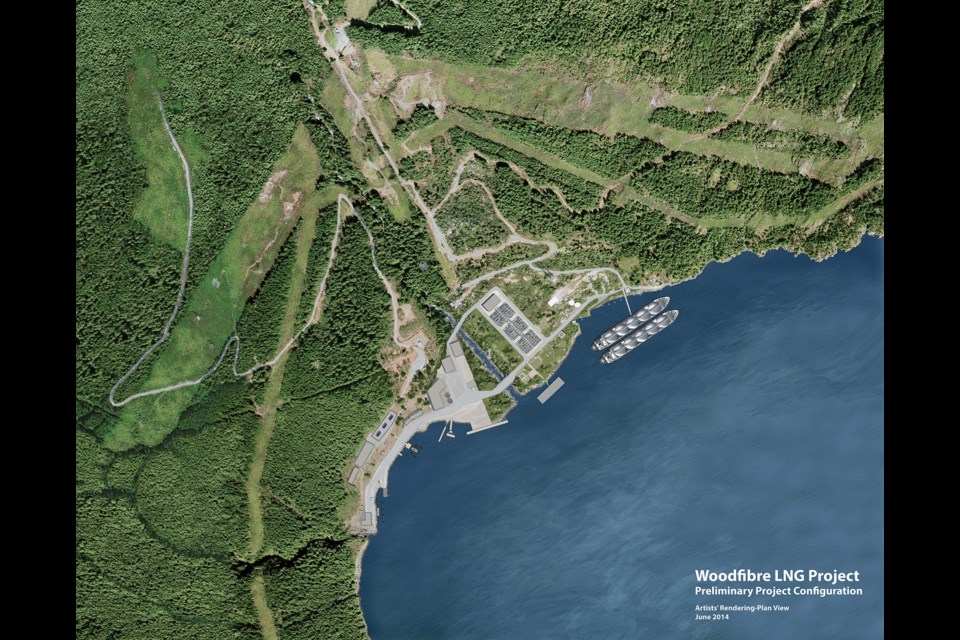 Artist's rendering of the proposed Woodfibre LNG plant slated for Howe Sound.