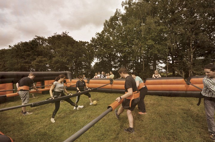 Footloose Foosball: A life-sized version of foosball...and with real people.