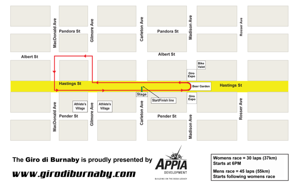 Giro di Burnaby map