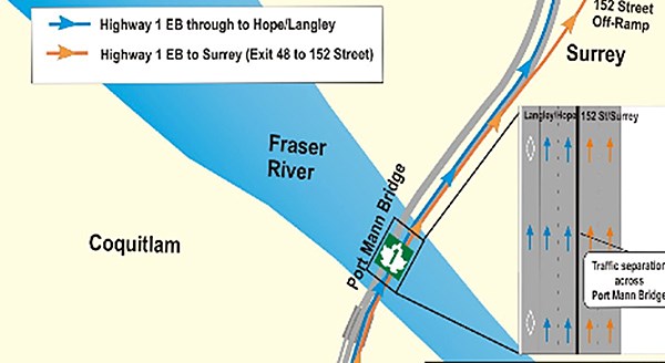 Port Mann Bridge Highway 1 lane changes