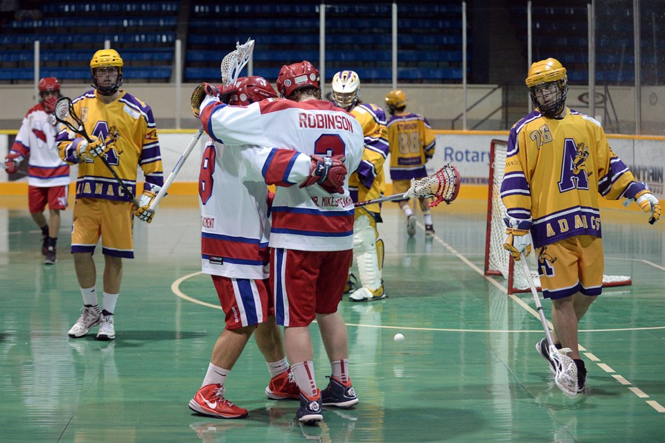 New West Salmonbellies vs Coquitlam Adanacs in game 2 of the BC Junior Lacrosse league playoff semifinal.