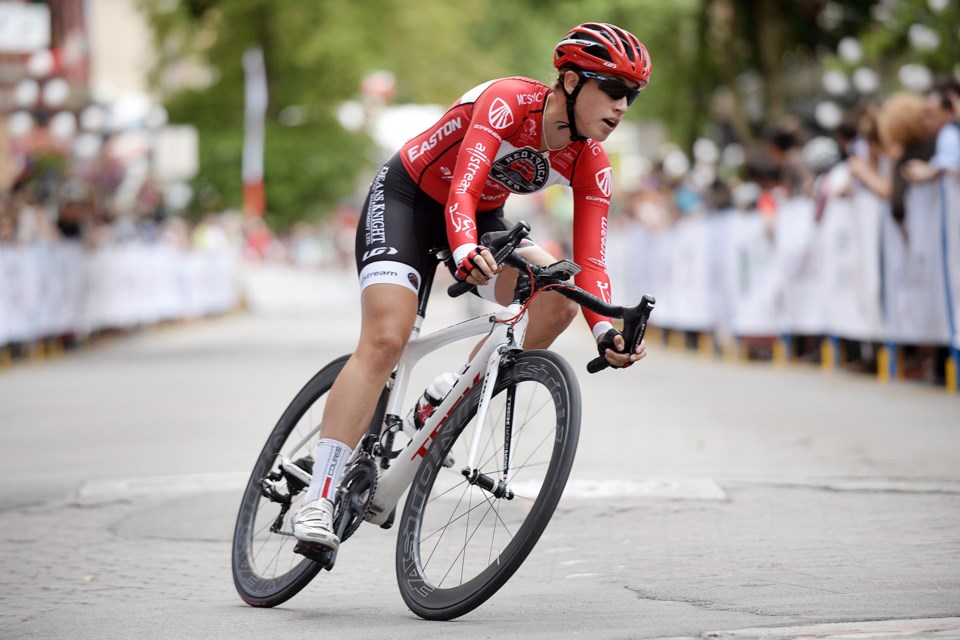 After breaking out on her own, Trek Red Truck cyclist Denise Ramsden went on to win the Gastown Grand Prix on July 15, 2015. Photo Jennifer Gauthier