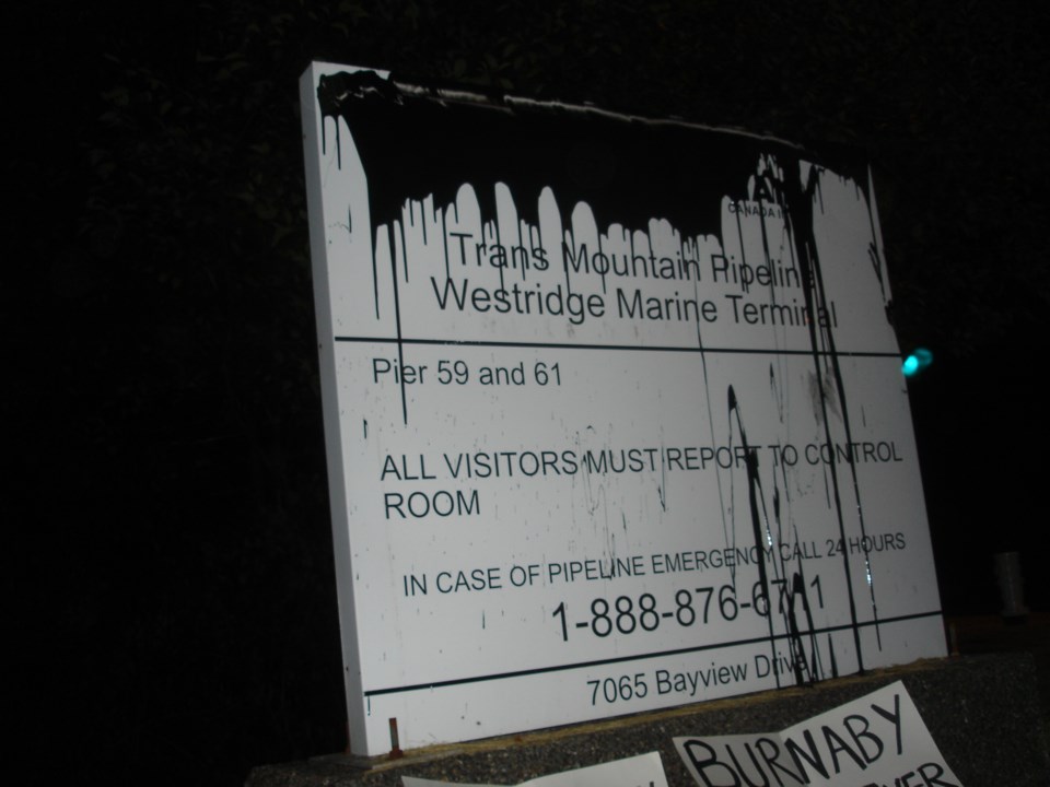 Kinder Morgan sign vandalism