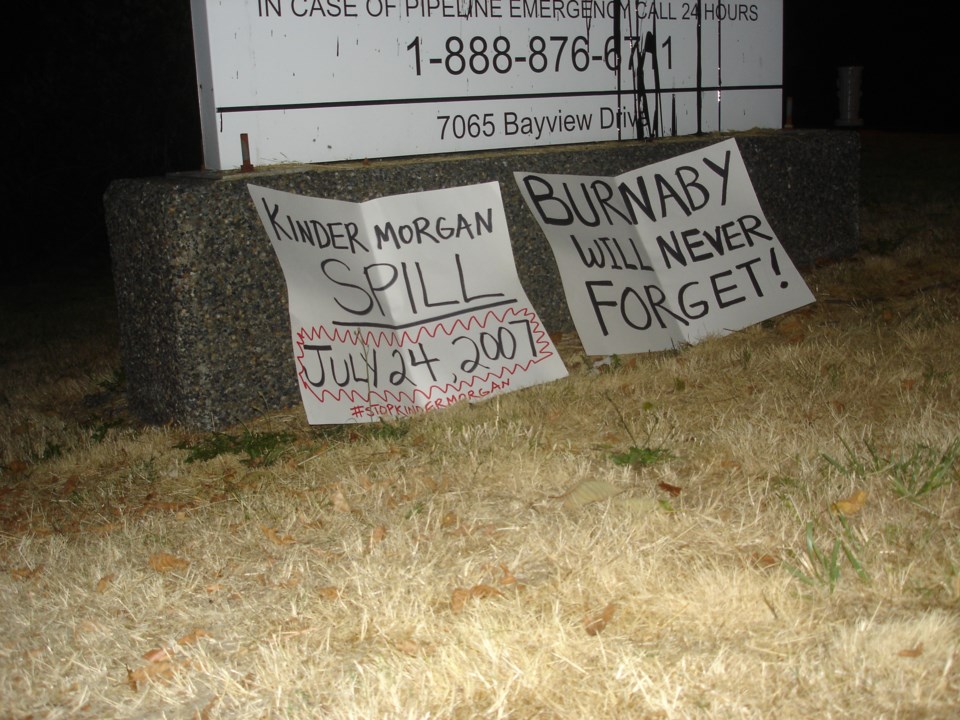 Kinder Morgan sign vandalism